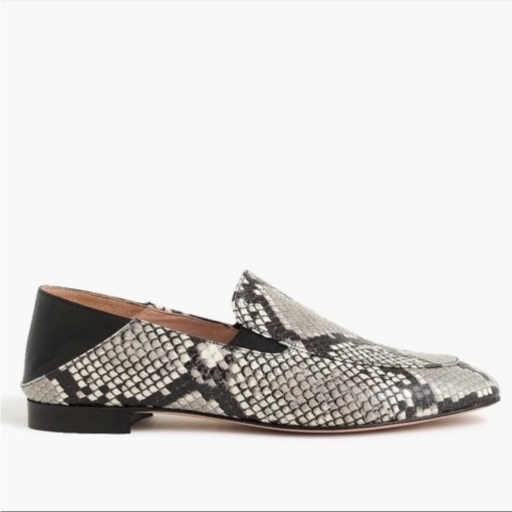 J. CREW gray / black snakeskin leather convertible slip on loafers 7.5
